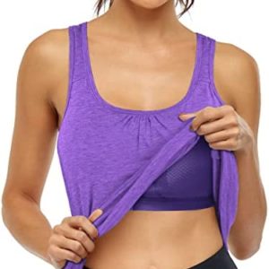 Miusey Womens Built in Shelf Bra Tank Tops Sleeveless Racerback Workout Yoga Tops