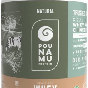 Pounamu Natural Whey Protein Concentrate Powder, 24g Protein, 2g Sugar, 120 Calories | New Zealand Free-Range, Grass-Fed Dairy | Gluten-Free, Keto, Unflavored, 2LB, 30 Servings