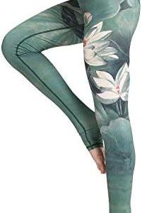 Witkey Women Yoga Pants Printed Over The Heel Stirrup Yoga Leggings High Waist Power Flex Capris Leggings for Fitness Running
