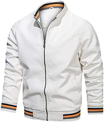 Leisure Blouse Zipper Stand Collar Pocket Leather Jacket Top for Men's Winter Work Jackets for Men