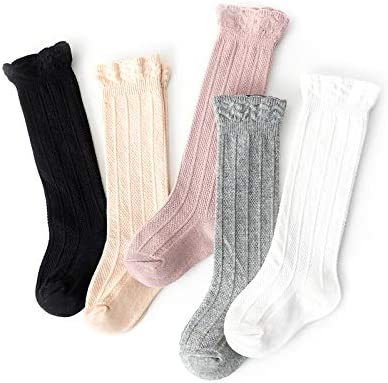 Durio Knee High Socks for Girls Toddler Newborn Baby Girl Socks Infant Cotton Stockings Tube Ruffled Unisex Tights - Image 3