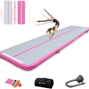 AKSPORT Air Mat Tumble Track Gymnastics Tumbling Mat Inflatable Gym Mats with Electric Air Pump
