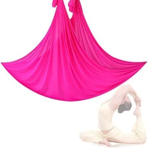Aerial Hammock Pilates Flying Swing 5 Meters Long Aerial Silks Replacement Fabric Sensory Swing for Women Gym Home Fitness Daisy Chain,Carabiner XJJUN (Color : Pink-B, Size : 5 m)