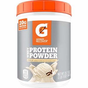 Gatorade Whey Protein Powder, Vanilla, 19.7 Ounce (20 servings per canister, 20 grams of protein per serving)