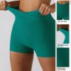 AIBIANOCEL Women's Cross Waist Biker Shorts High Waist Workout Running Yoga Shorts - Image 5