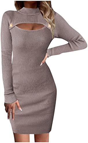 QUFECH Women's Casual Dresses Pullover Knit Sweater Dress Autumn/Winter Skinny Pullover Sweater Dress Dresses 2022