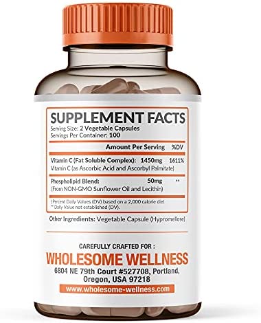 Wholesome Wellness Liposomal Vitamin C Capsules (200 Pills 1500mg Buffered) High Absorption VIT C, Immune System & Collagen High Dose Fat Soluble Support Ascorbic Acid Supplement, Natural Vegan - Image 2