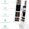 Best Choice Products 360 Swivel Mirrored Jewelry Cabinet, Full Length Armoire, LED-Lit Makeup Storage Organizer w/Internal Lights, Mirror, 3 Storage Shelves, 3 Drawers - White - Image 5