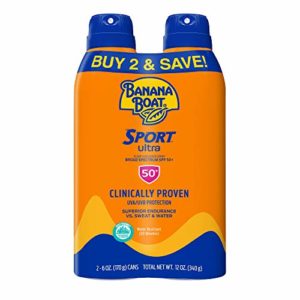 Banana Boat Sport Ultra Sunscreen Spray, Broad Spectrum, SPF 50, 6oz. - Twin Pack