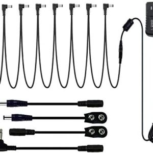 Pedal Power Supply Adapter, MIMIDI 9V DC Guitar Power Supply Adapter with 8 Way Daisy Chain Cable for BOSS Behringer Dunlop MXR Nobels NUX Roland TC Electronic