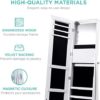 Best Choice Products 360 Swivel Mirrored Jewelry Cabinet, Full Length Armoire, LED-Lit Makeup Storage Organizer w/Internal Lights, Mirror, 3 Storage Shelves, 3 Drawers - White - Image 6