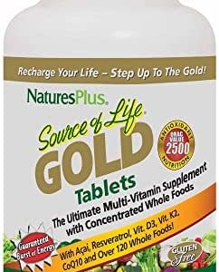 Source of Life Gold Multivitamin - 180 Tablets - Blood Support, Bone Support, Healthy Immune System - Includes Vitamins D3, B12, K2 & Over 120 Whole Food Nutrients - 60 Servings