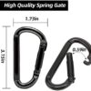 Caribeener Carabiner Clip, 860lbs, 3" Iron Heavy Duty Carabiner, D Shape Buckle - Keychains, Camping, Hiking Accessories, Carabiners for Locking Dog Leash, Harness, Yoga Swing, Gym etc, Black, 4 PCS - Image 3