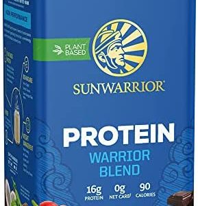 Sunwarrior - Warrior Blend, Plant Based, Raw Vegan Protein Powder with Peas & Hemp, Chocolate, 30 Servings, 26.4 Ounce