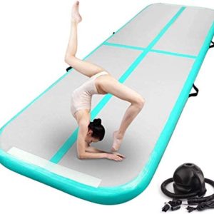 FBSPORT 13ft/16ft/20ft/23ft/26ft Inflatable Air Gymnastics Mat Training Mats 4/8 inches Thickness Gymnastics Tracks for Home Use/Training/Cheerleading/Yoga/Water with Pump