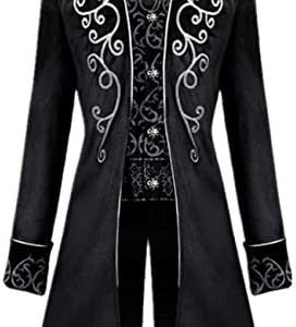 Crubelon Men's Steampunk Vintage Tailcoat Jacket Gothic Victorian Frock Coat Uniform Halloween Costume