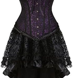 Kranchungel Steampunk Corset Skirt Renaissance Corset Dress for Women Gothic Burlesque Corsets Costumes