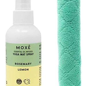 MOXĒ Yoga Mat Cleaner Spray, Green America Certified, Rosemary and Lemon Essential Oils, Safe for All Mats and Exercise Equipment, 4 Oz (1 Pack)