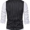 Mens Pinstripe Vest Slim Fit Formal Dress Vest Double-Breasted Business Vest - Image 3