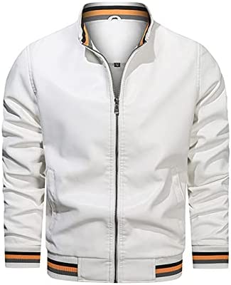 Leisure Blouse Zipper Stand Collar Pocket Leather Jacket Top for Men's Winter Work Jackets for Men - Image 2