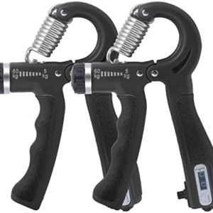 Grip Strength Trainer 2 Pack, NONJISPT Hand Grip Exerciser Strengthener Adjustable Resistance Non-Slip Forearm Workout Equipment, Hand Exerciser for Muscle Building and Injury Recovery for Athletes(Black)