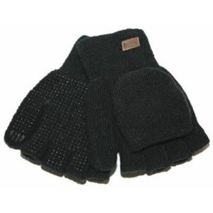 Kinco Convertible Knit Wool Gloves for Men - Fingerless to Full Mittens; Alyeska Ragg Gloves 5110-M, Half Finger with PVC Dots, Medium Size, Black - For Cold Weather, Indoors and Outdoors