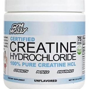 Gym Molly Creatine Hydrochloride Powder (Vegan) | Creatine HCL Powder | Highly Soluble Vegan Creatine Hydrochloride | 750mg | Unflavored | 75 Servings