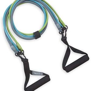 Gaiam Restore 3-in-1 Resistance Band Kit | Exercise Cord with Comfort-Grip Foam Handles & Easy-Adjust Clips for High Intensity Training
