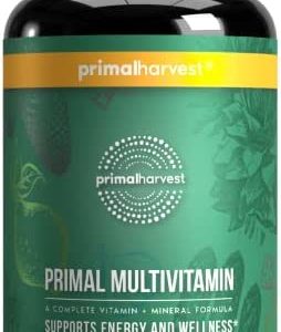 Multivitamin for Women and Men by Primal Harvest Vitamin A, Vitamin C, Vitamin D and E, Vitamin B12, B6, Biotin, Zinc Supplements, 30 Capsules