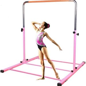 SHIWEI Gymnastics Training Bar- Height Adjustable 3' to 5' Horizontal Kip Bar for Kids