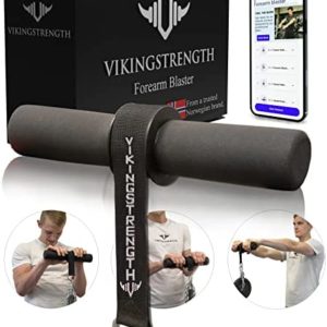 Vikingstrength Forearm Blaster- Fat Thick Grips Forearm strength excercise equipment. Thick Wrist Roller Grips for Muscle building and Injury prevention Hand Grip Strengthener + V-Strength Workout App