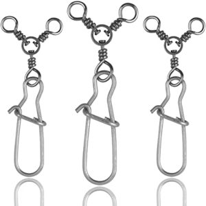JSHANMEI Fishing 3 Way Swivel Snaps High-Strength Cross Line Duo Lock Snap Swivels T-Turn Fishing Lure Connectors Saltwater Tackle Accessories for Trolling Catfish