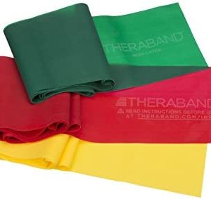 THERABAND Resistance Band Set, Professional Latex Elastic Bands for Upper & Lower Body & Core Exercise, Physical Therapy, Lower Pilates, at-Home Workouts, and Rehab, Beginner & Advanced Sets
