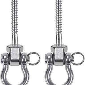 BeneLabel Set of 2 Permanent Antirust Stainless Steel 304 Screw Bracket Heavy Duty Swing Hanger 1800LB Capacity, Indoor Outdoor Playground Yoga Hammock Chair Sandbag Punching Bag, Hardware Swing Sets