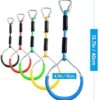 Colorful Swing Gymnastic Bar Rings, Outdoor Backyard Play Sets & Playground Equipment for Ninja Slackline, MonSkey Ring, Climbing Ring, Obstacle Ring, 5 Pack - Image 2