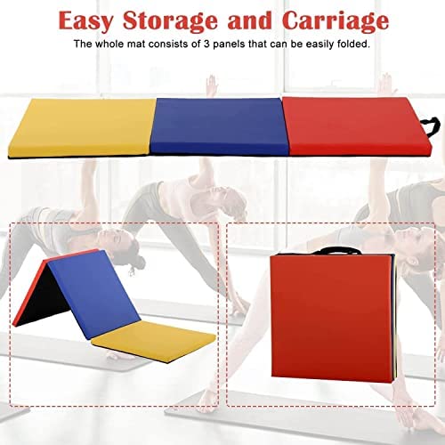 Gymnastics Mat Tumbling Mats 6'X2'X2" Gym Exercise Pad with Carrying Handles Folding Exercise Mat for Yoga,Stretching,Workouts,Home Gym - Image 2