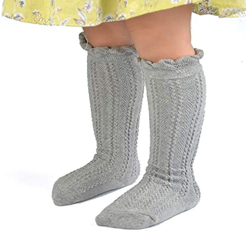 EPEIUS Baby Girls Knee High Socks Cotton Uniform Socks Tube Ruffled Stockings Newborn Infant Toddler (Pack of 3/5) - Image 5