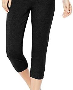 Hanes Women's Capri Leggings, Stretch Cotton-Spandex Leggings, High Waist Women's Sports Leggings, 22"