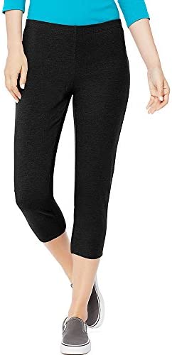 Hanes Women's Capri Leggings, Stretch Cotton-Spandex Leggings, High Waist Women's Sports Leggings, 22"