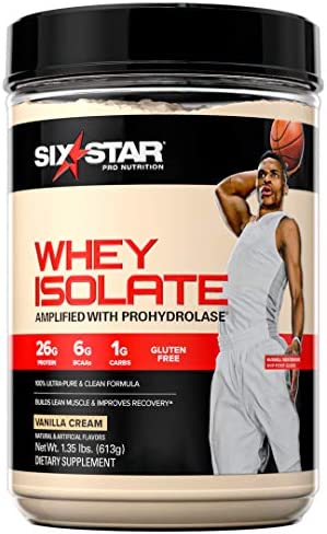 Whey Protein Isolate | Six Star 100% Whey Isolate Protein Powder | Whey Protein Powder for Muscle Gain | Post Workout Muscle Recovery + Muscle Builder | Vanilla Protein Powder (20 Servings)