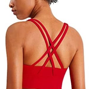 JNVNI Women's Strappy Sports Bras Fitness Workout Padded Yoga Bra Criss Cross Back