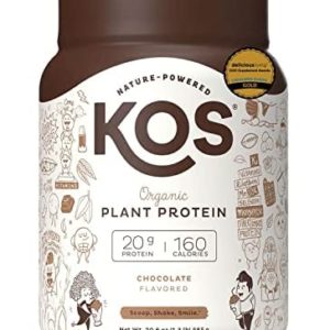 KOS Organic Plant Based Protein Powder, Chocolate - Delicious Vegan Protein Powder - Keto Friendly, Gluten Free, Dairy Free & Soy Free - 1.3 Pounds, 15 Servings