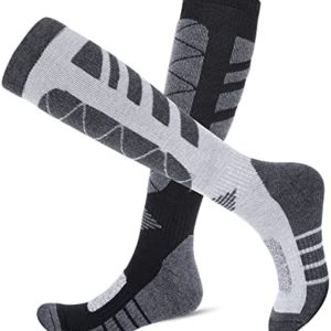 Ski Socks 2 Pair Skiing Socks Women Men Thermal Long Knee High Warm Winter Snow Skating Snowboarding Socks with Elastic Cuff