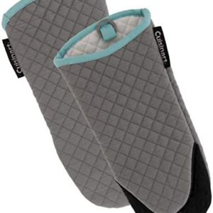 Cuisinart Quilted Oven Mitts, Set of 2 - Heat Resistant Oven Gloves with Silicone Non-Slip Grip, Convenient Hanging Loop, and Insulated Pockets - Ideal for Handling Hot Cookware - Drizzle Grey