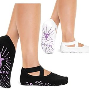 Yoga Socks for Women - Namaste & Breathe with non slip grip, and Cute Yoga Animal Designs