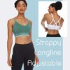 ANGOOL Strappy Sports Bras for Women, Longline Medium Support Yoga Bra Wirefree Padded Sports Bra with Adjustable Straps - Image 3