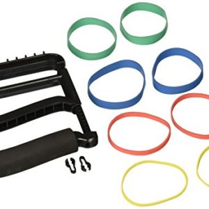 Sammons Preston 51792 Rolyan Ergonomic Hand Exerciser with Padded Handle, Adjustable Squeeze Tool,Rubber Bands for Progressive Resistance,Improves Grip Strength in Fingers,Hand & Thumb, Black,4 Pair