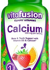 vitafusion Calcium Gummy Vitamins, Fruit and Cream Flavored Chewable Calcium Vitamins, 100 Count
