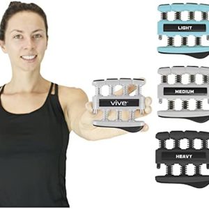 Vive Hand Grip Strengthener (3 Pack) - Guitar Digit Exerciser - Hand Grip Workout Equipment for Musician, Rock Climbing and Therapy - Master Gripper Exercise Tool - Forearm Muscle Strengthening Kit