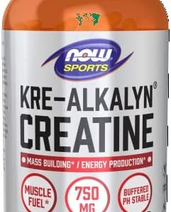 NOW Sports Nutrition, Kre-Alkalyn Creatine 750 mg, Mass Building*/Energy Production*, 240 Veg Capsules